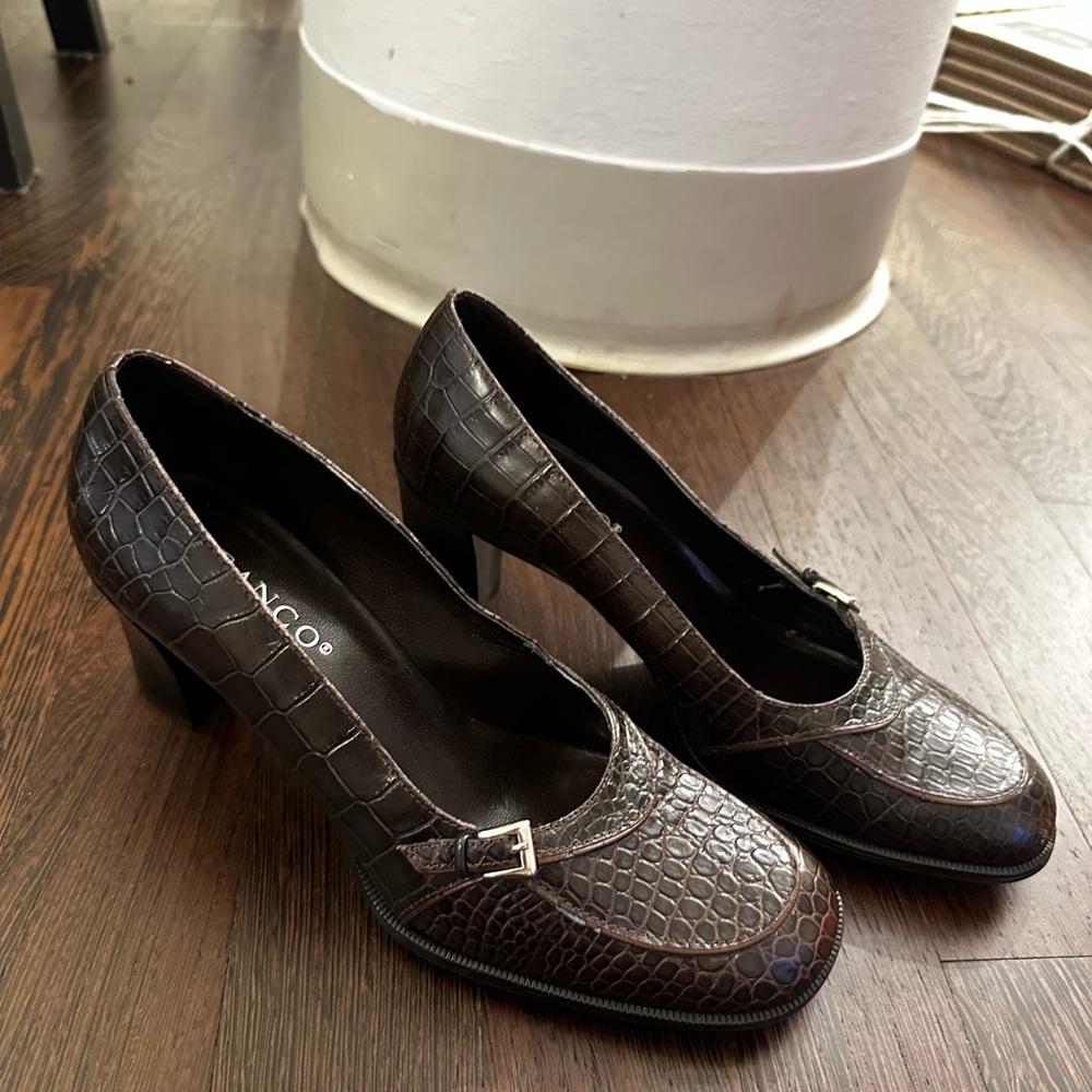 Franco Sarto Crocodile Brown Pumps Heels